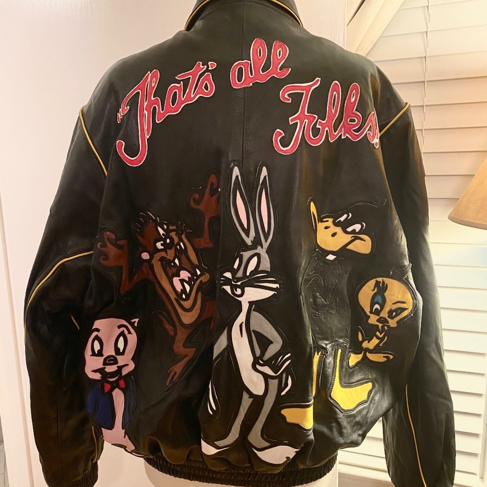 Vintage Looney Tunes Leather Bomber Jacket